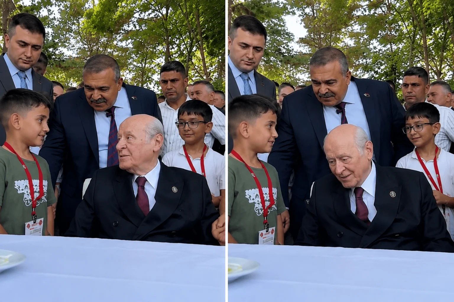 Ahlat’ta çocuklarla bir araya gelen Bahçeli’den adını öğrendiği çocuğa anlamlı nasihat
