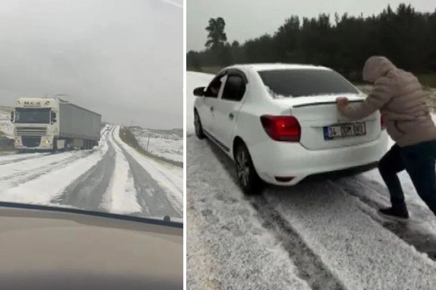 Ağustos ayında her yer beyaza büründü, araçlar yollarda mahsur kaldı