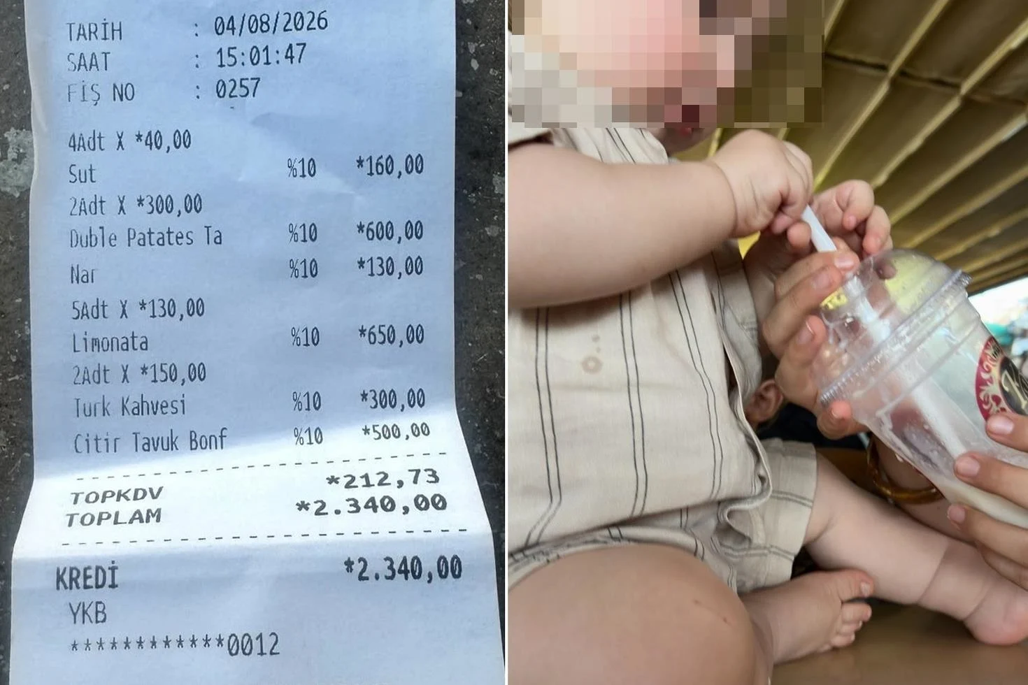 Çocukların sütünü hesaba ekleyen işletmeye 51 bin  TL ceza kesildi