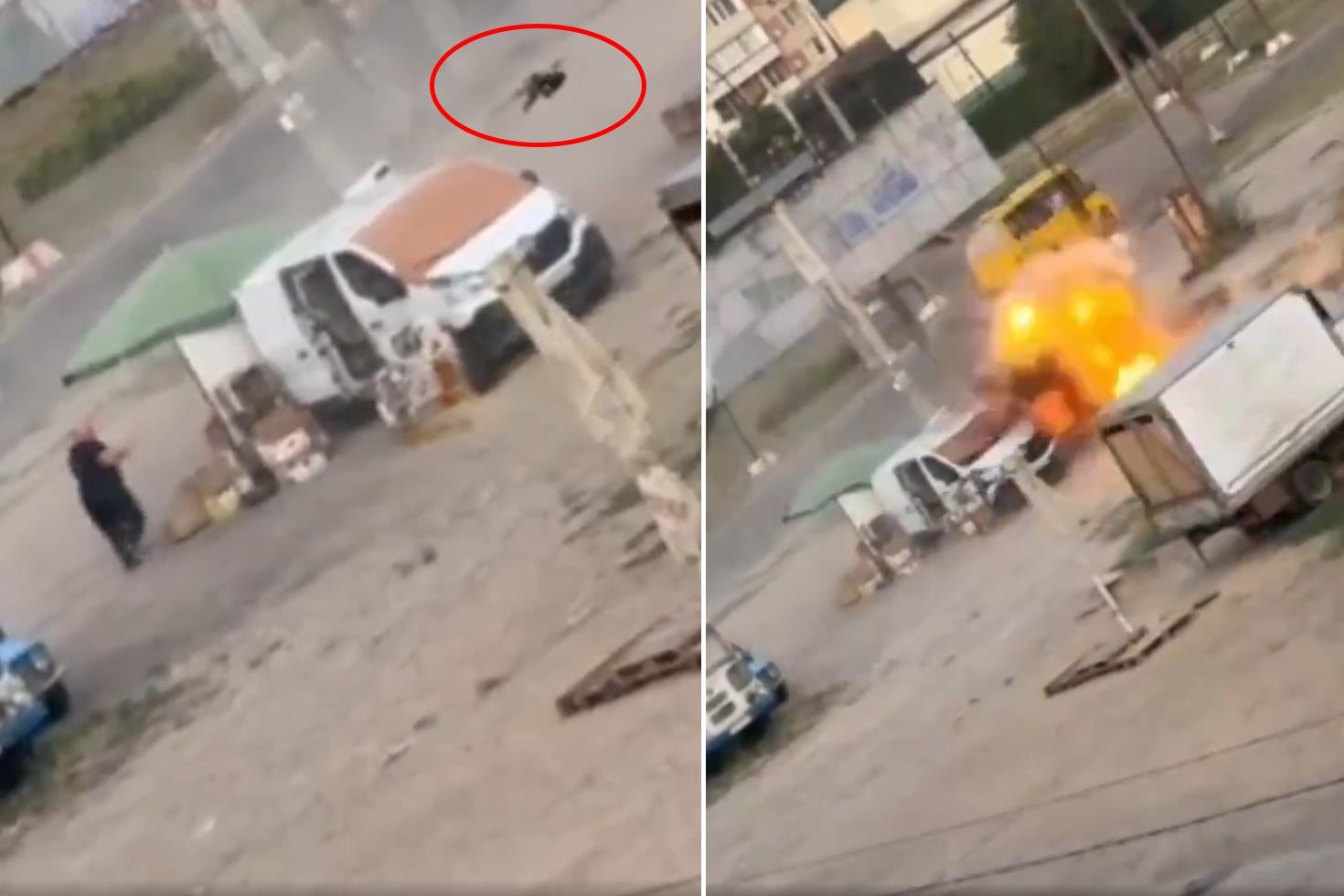 Sebze satıcısı drondan kaçtı ama kurtulamadı