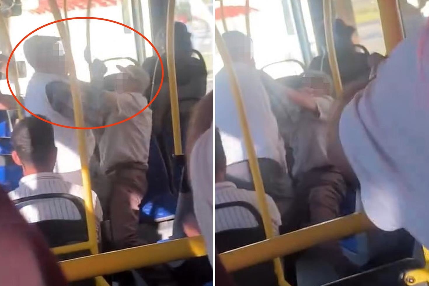 Malatya’da halk otobüsünde yaşlı yolcular birbirine girdi