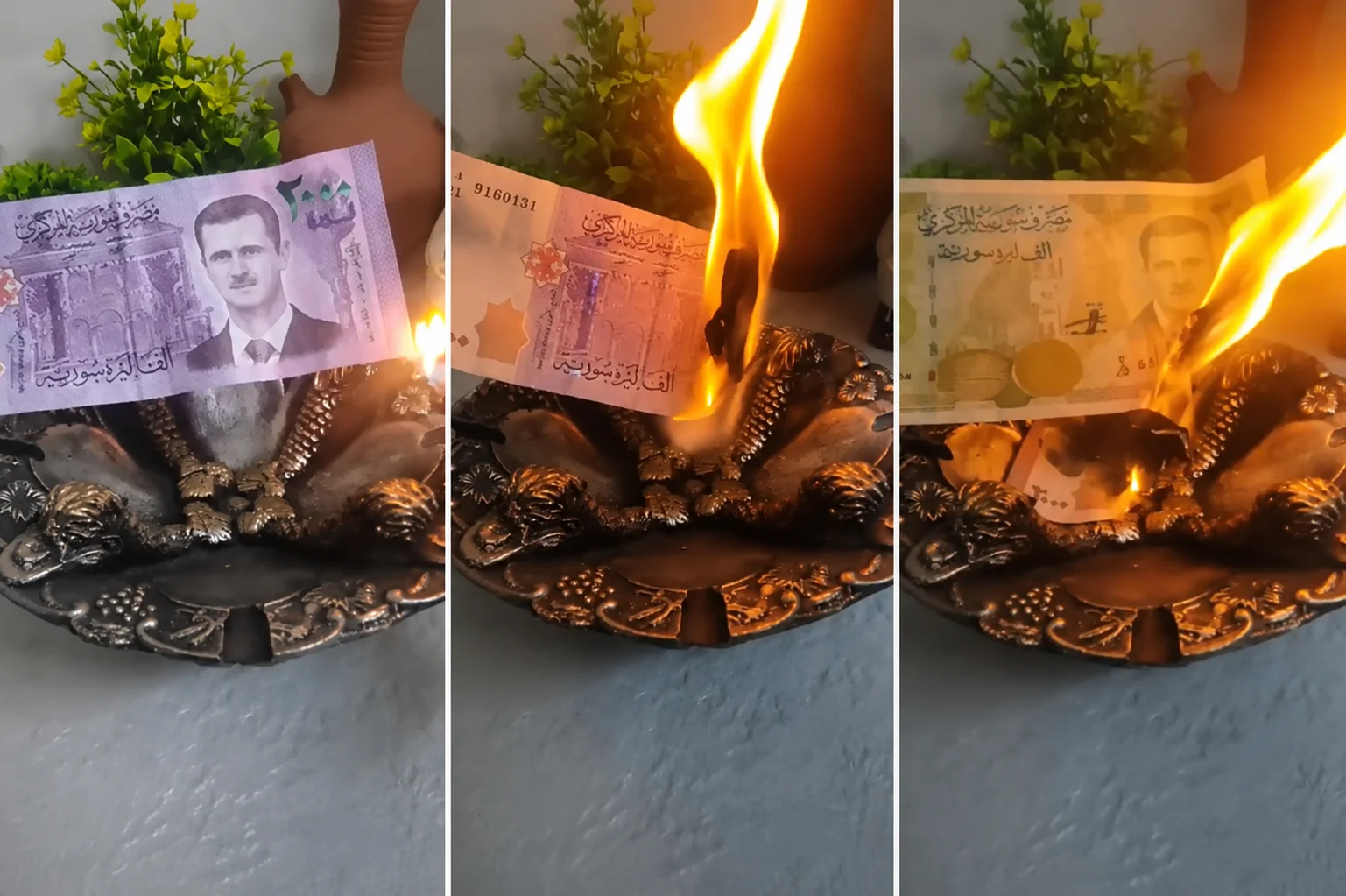 Suriye’de Esad’lı paralar tarihe karıştı: Eski banknotları yaktılar