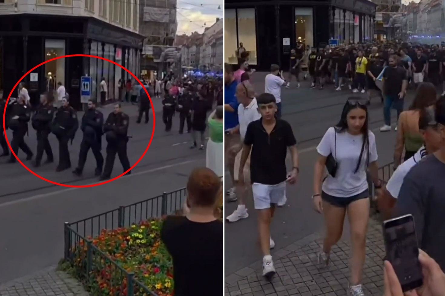 Fener taraftarı Fransa sokaklarını inletti! Polis etten duvar ördü