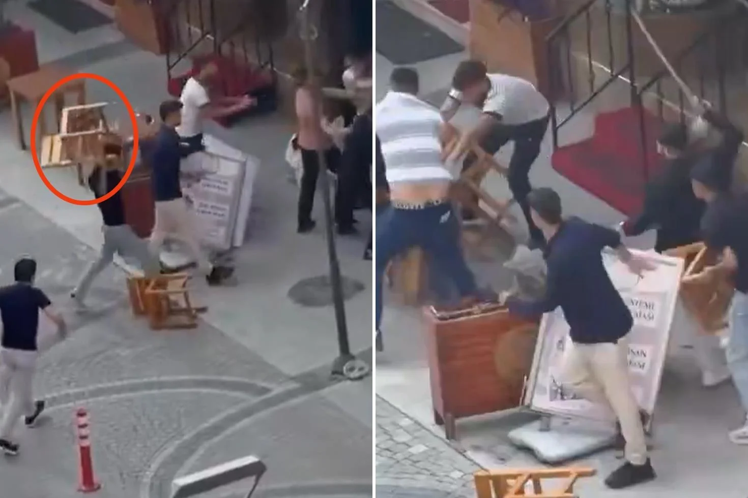 Isparta’da sokak ortasında dehşet: Masa, sandalye ve sopalar havada uçuştu