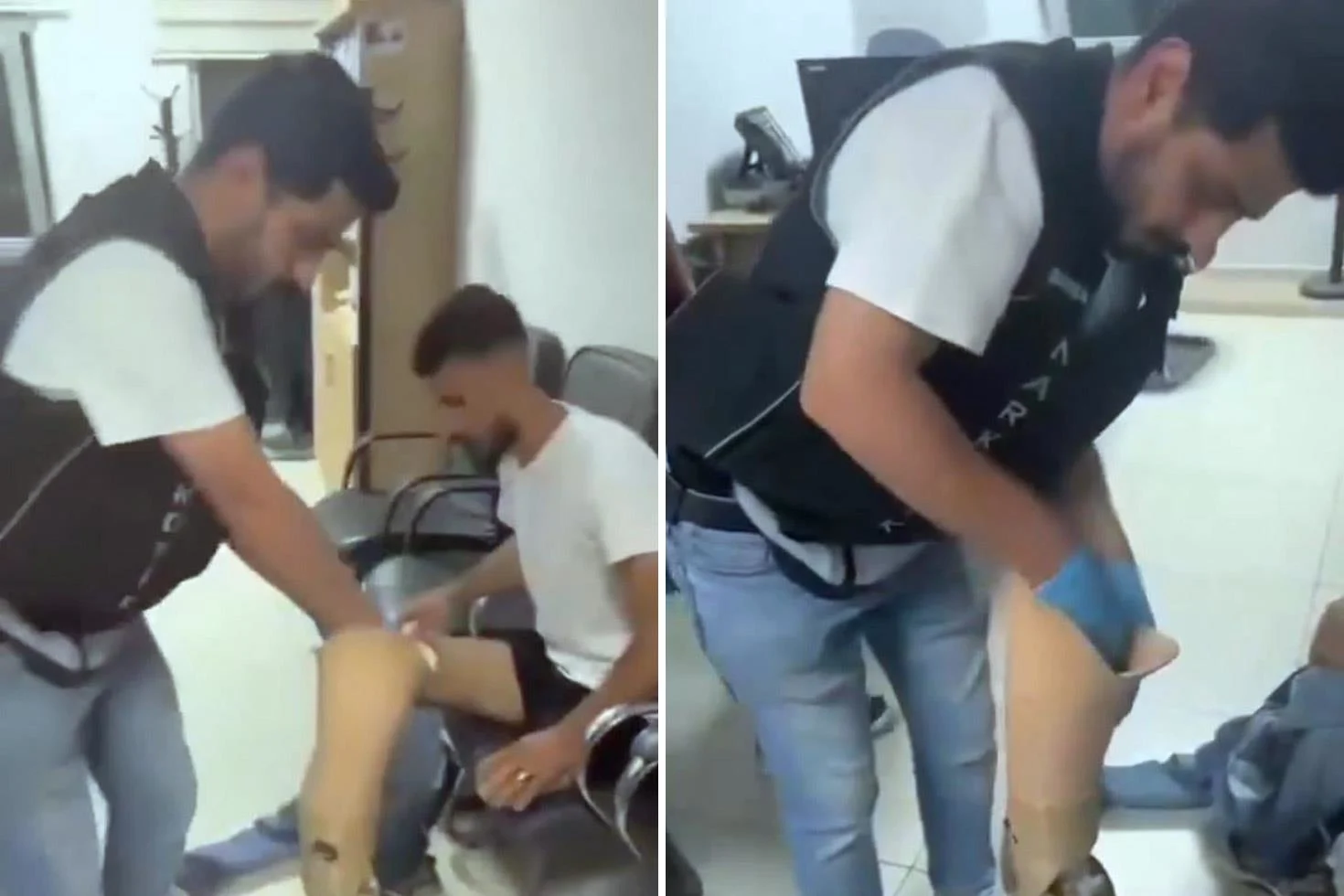 Suriyeli şahsın protez bacağından çıkanlar akıllara durgunluk verdi