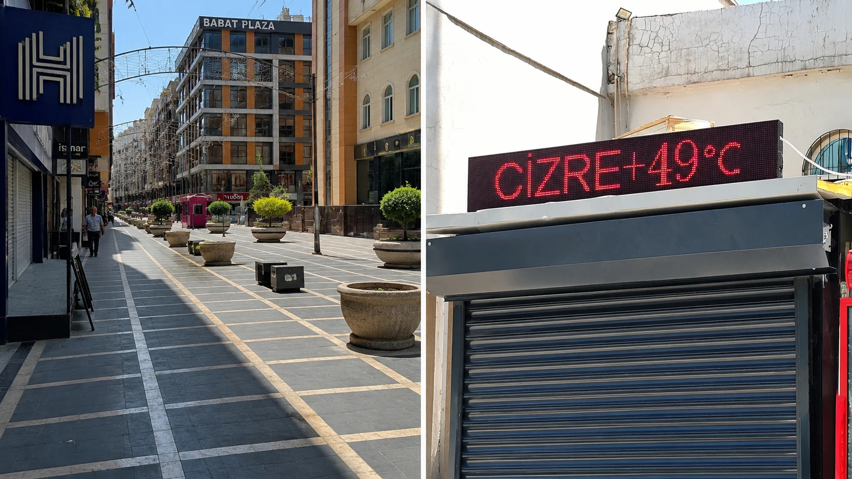 Cizre’de termometre 49 dereceyi gösterdi, caddeler boş kaldı