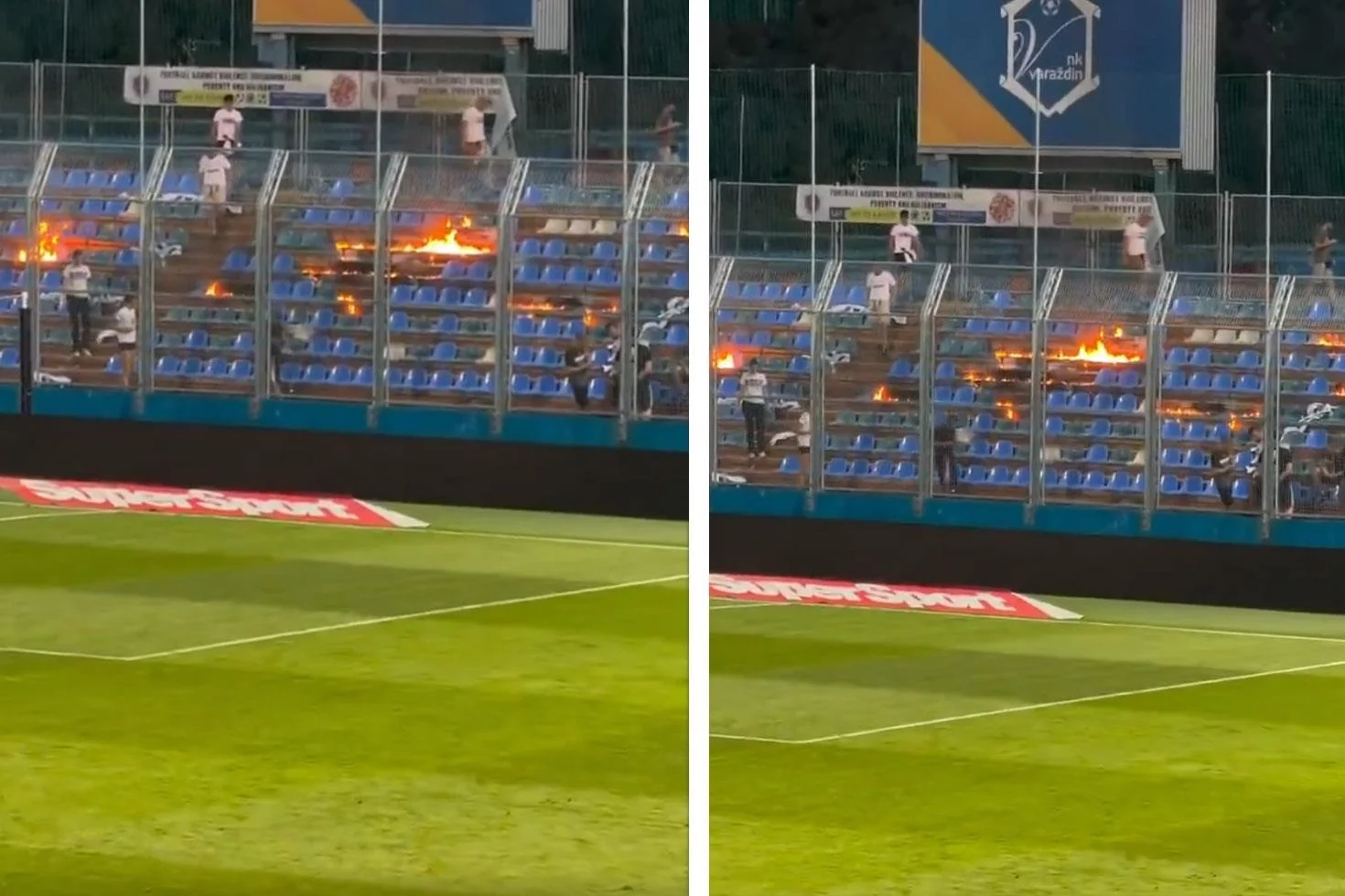 Daha fazla dayanamayıp tribünü ateşe verdiler