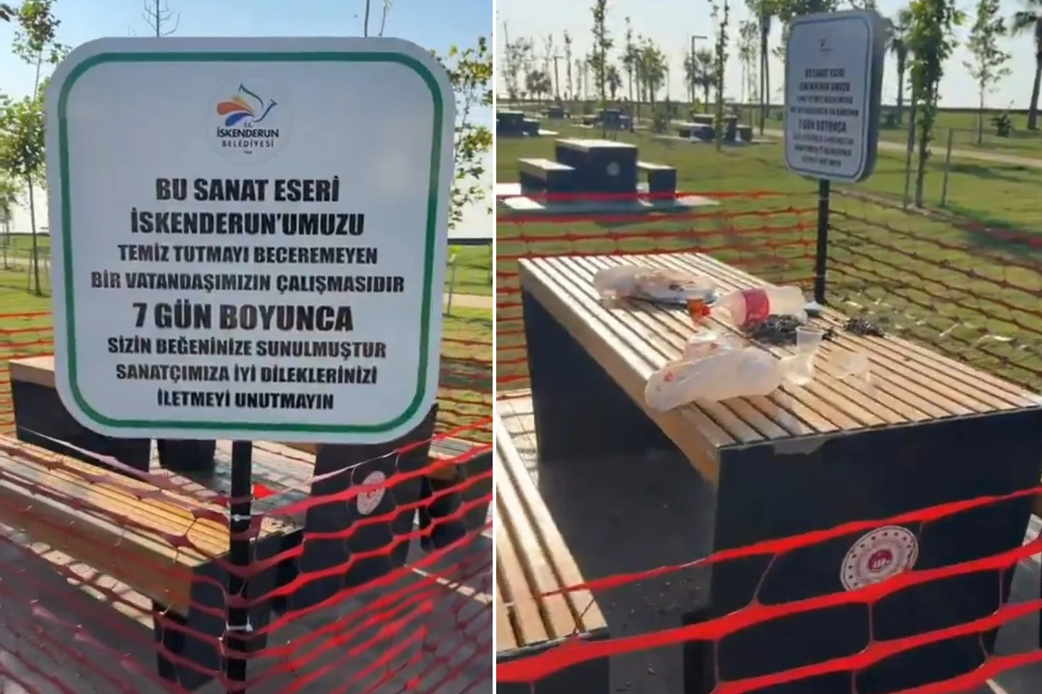 İskenderun Belediyesi’nden dikkat çeken çevre mesajı: Çöpleri sergilediler