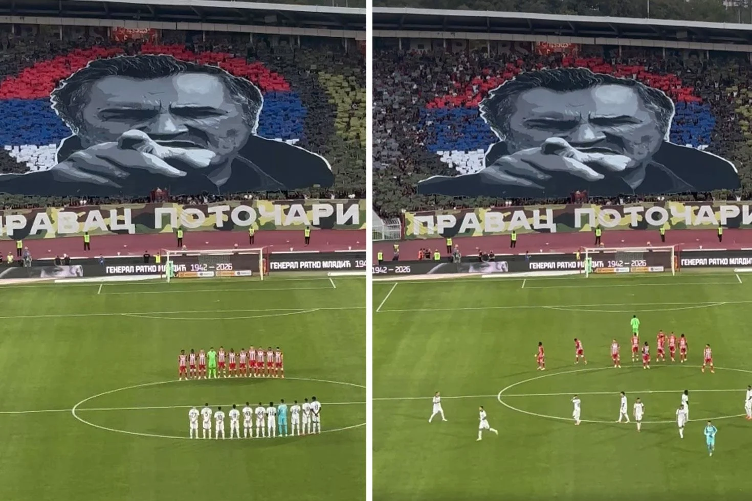 Kızılyıldız-Partizan derbisinde skandal görüntüler! Ratko Mladiç için saygı duruşu