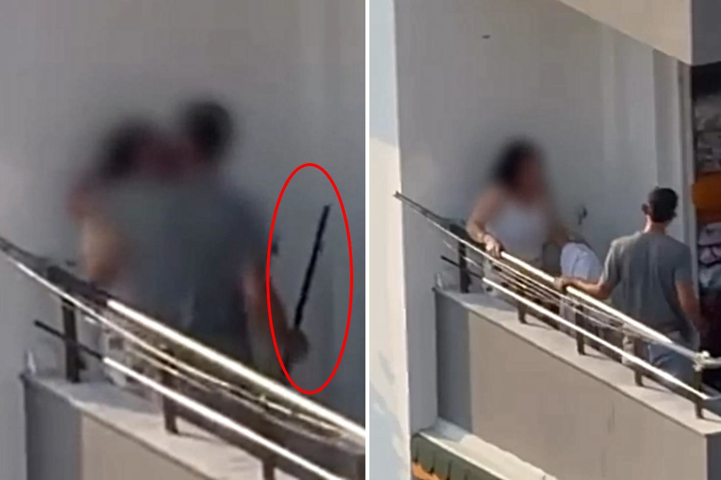 Balkonda kadına sopalı dehşet emniyeti harekete geçirdi! O cani gözaltında