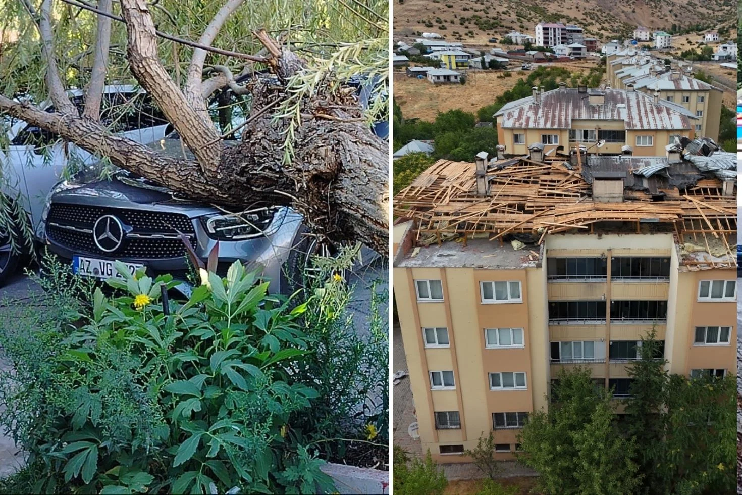 İki ilimizi fırtına vurdu! Çatılar uçtu, ağaçlar devrildi