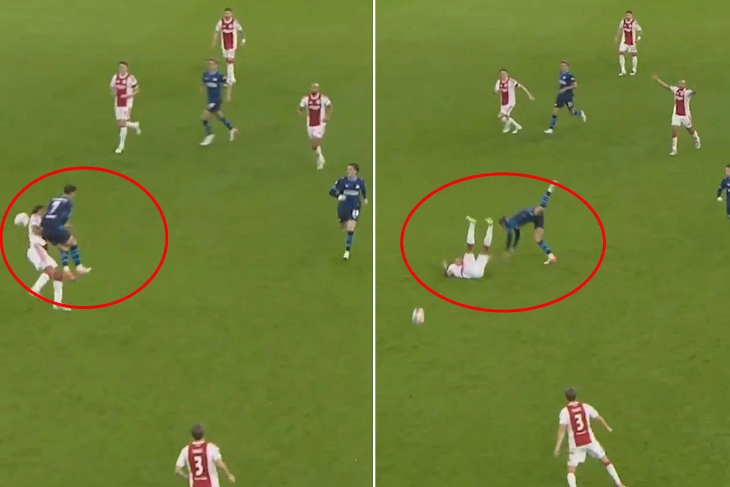 Skandal faul! Rakibin akciğeri ve boynu ezildi, VAR devreye bile girmedi