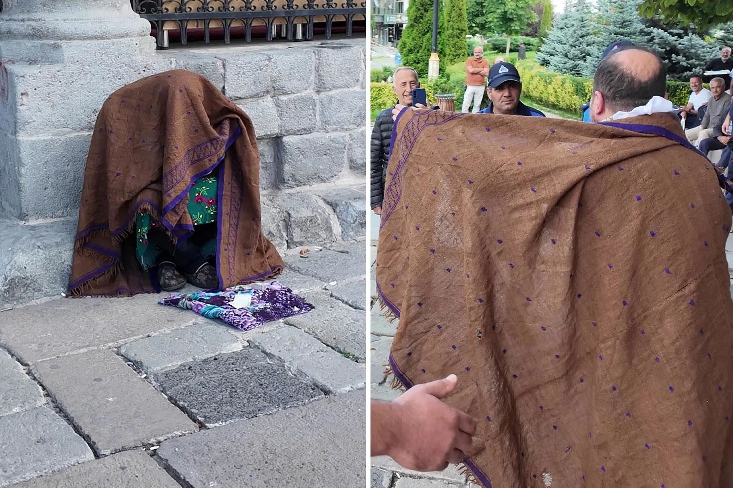Dilenci kılığına giren tiyatrocudan zabıtalara sürpriz kutlama